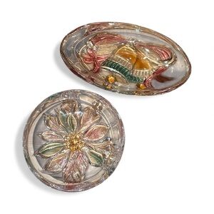 Elegant Glass Home Accents Set - Floral and Bell Design